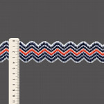 ELÁSTICO SIANINHA ZIGZAG 4cm SEM BENEFICIAMENTO/AZUL ESCURO/TANGERINA 25m