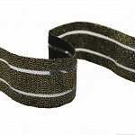 ELÁSTICO VAZADO GLOW 4,8cm PRETO/OURO 25m