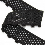 ELÁSTICO VAZADO POMPOM 5,4cm PRETO 25m
