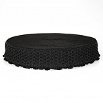ELÁSTICO VAZADO POMPOM 5,4cm PRETO 25m