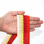 ELÁSTICO X CROCHÊ LISTRADO 5cm CHAMPAGNE/AMARELO BEBÊ/CEREJA/TANGERINA 25m