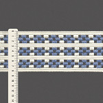 ENTREMEIO CROCHÊ FLOR 8,2cm CHAMPAGNE/AZUL CÉU