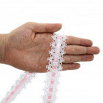 ENTREMEIO PASSA FITA ALAGOAS 3,1cm BRANCO/FITA ROSA 30m
