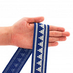 FITA RÍGIDA ÉTNICA 4,4cm AZUL ROYAL/CHAMPAGNE 20m