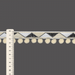 FITA RÍGIDA ZIG ZAG COM POMPOM 3,1cm SEM BENEFICIAMENTO/NATURAL/PRETO 50m