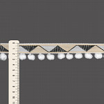 FITA RÍGIDA ZIG ZAG COM POMPOM 3,1cm SEM BENEFICIAMENTO/PÊSSEGO/PRETO 50m