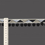 FITA RÍGIDA ZIG ZAG COM POMPOM 3,1cm SEM BENEFICIAMENTO/PÊSSEGO/PRETO 50m
