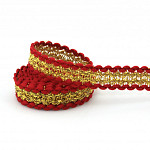 FITA RÍGIDA ZIG ZAG RUBY 1,3cm VERMELHO/OURO 50m
