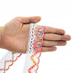 RENDA CORAÇÃO ZIG ZAG CUORE 3,8cm BRANCO/MESCLA