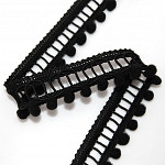 RENDA PALITO POMPOM 2,4cm PRETO 30m