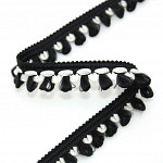 RENDA POMPOM 1,8cm CHAMPAGNE/PRETO 30m
