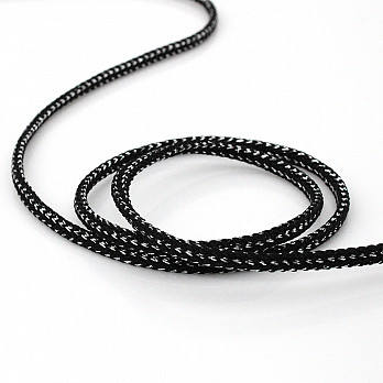 CORDÃO AGULHADO FINO 4mm PRETO/PRATA 100m