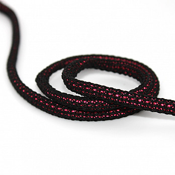 CORDÃO AGULHADO MÉDIO 7,5mm PRETO/ROSA NEON 50m