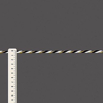 CORDÃO MÉDIO 5mm BRANCO/PRETO/OURO 30m