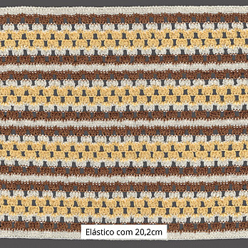 ELÁSTICO CROCHÊ 20,2cm CHAMPAGNE/MARROM MÉDIO/AMARELO CLARO 25m