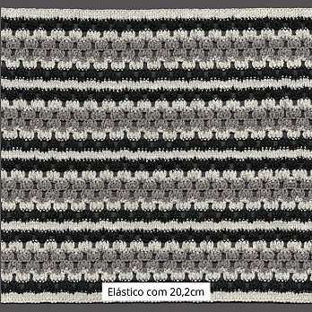 ELÁSTICO CROCHÊ 20,2cm CHAMPAGNE/PRETO/CINZA MEDIO 25m