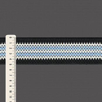 ELÁSTICO CROCHÊ 5cm AZUL CELESTE/CHAMPAGNE/PRETO 25m
