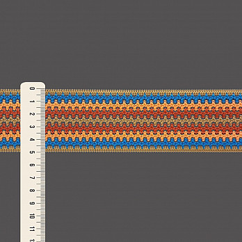 ELÁSTICO CROCHÊ 5cm BEGE/AZUL VANILLA/LARANJA NEON/TANGERINA 25m