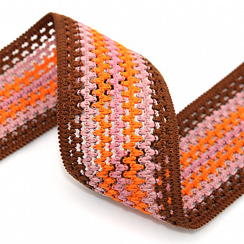 ELÁSTICO CROCHÊ 5cm MARROM/ROSÉ VELHO/SALMÃO/ROSA ENVELHECIDO 25m