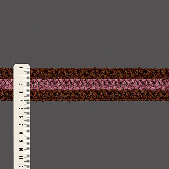 ELÁSTICO CROCHÊ BOLINHA NINA 4,1cm MARROM MÉDIO/ROSA ENVELHECIDO 25m