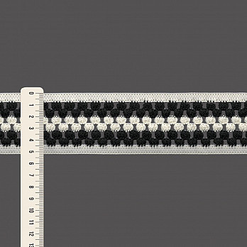 ELÁSTICO CROCHÊ LISTRADO MARIA 5,2cm CHAMPAGNE/PRETO 25m