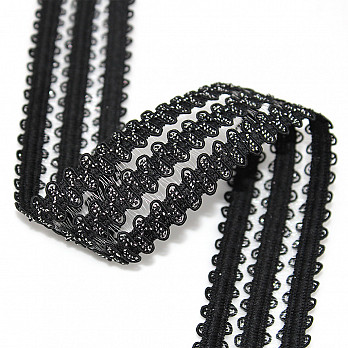 ELÁSTICO FLORA 3,7cm PRETO/PRATA 25m