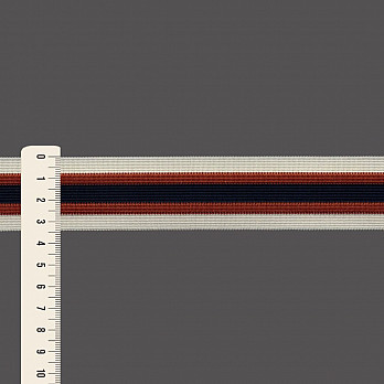 ELÁSTICO IMBUIA LISTRADO 3,9cm CHAMPAGNE/CONHAQUE/AZUL ESCURO 25m