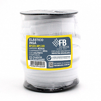 ELÁSTICO INGÁ 40mm SEM BENEFICIAMENTO/PRETO 20m
