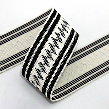 ELÁSTICO LISTRADO ÉTNICO TAYLA 4,2cm CHAMPAGNE/PRETO 25m