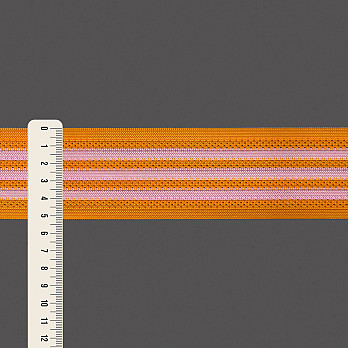 ELÁSTICO LISTRADO SPORT 5,2cm AMARELO GEMA/ROSA CLARO 25m