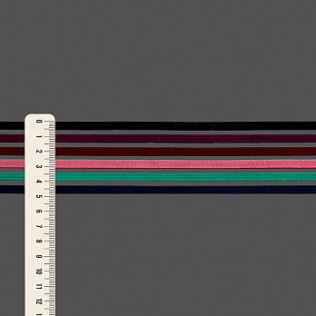 ELÁSTICO LISTRADO VAZADO 4,8cm AZUL/VERDE/ROSA/VINHO/UVA/PRETO 25m