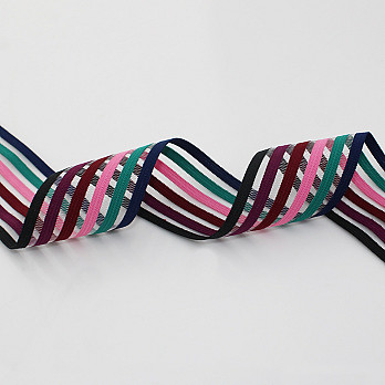 ELÁSTICO LISTRADO VAZADO 4,5cm AZUL/VERDE/ROSA/VINHO/UVA/PRETO 25m