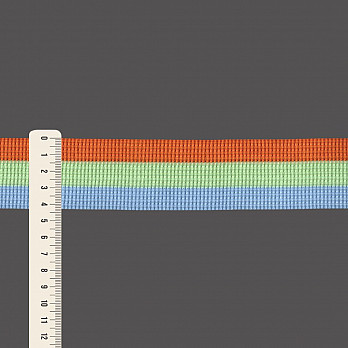 ELÁSTICO PREGA LISTRA 4,3cm SALMÃO/VERDE PASTEL/AZUL CELESTE 25m