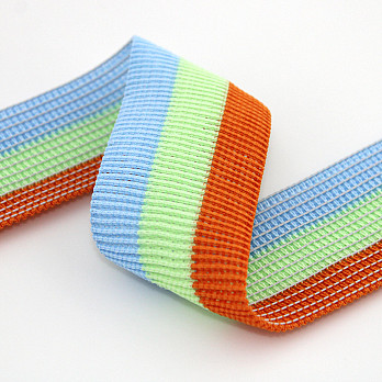 ELÁSTICO PREGA LISTRA 4,3cm SALMÃO/VERDE PASTEL/AZUL CELESTE 25m