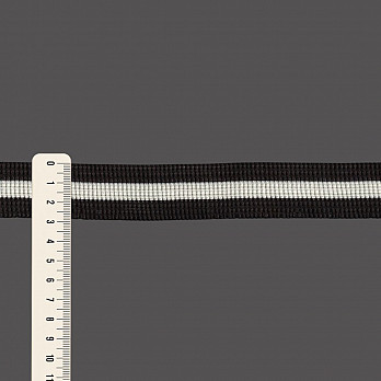 ELÁSTICO PREGA LISTRADO 2,9cm MARROM ESCURO/CHAMPAGNE 25m