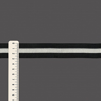 ELÁSTICO PREGA LISTRADO 2,9cm PRETO/CHAMPAGNE 25m