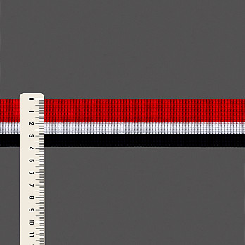 ELÁSTICO PREGA LISTRADO 3,9cm VERMELHO MAÇÃ/BRANCO/AZUL MARINHO 25m
