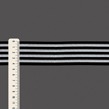 ELÁSTICO PREGA LISTRADO 4,3cm PRETO/SEM BENEFICIAMENTO 25m