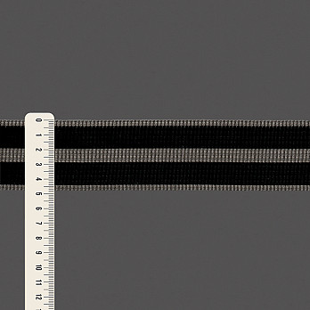 ELÁSTICO PREGA LISTRADO 4,8cm CINZA MÉDIO/PRETO 25m