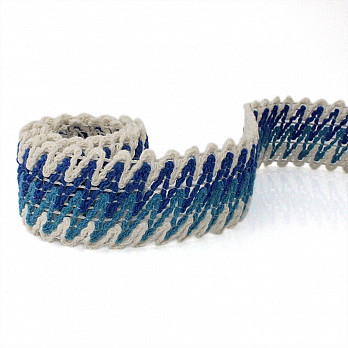 ELÁSTICO RUSTICO ZIG ZAG 4,8cm CRU/AZUL TURQUESA/AZUL ROYAL 25m