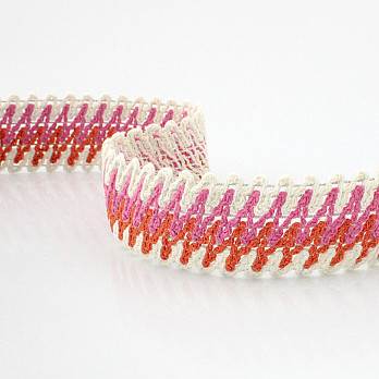 ELÁSTICO RÚSTICO ZIG ZAG 4,8cm CRU/ROSA/LARANJA 25m
