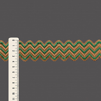 ELÁSTICO SIANINHA ZIGZAG 4cm BEGE/VERDE 25m