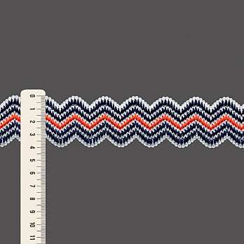 ELÁSTICO SIANINHA ZIGZAG 4cm SEM BENEFICIAMENTO/AZUL ESCURO/TANGERINA 25m