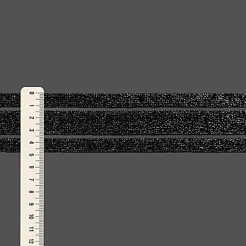 ELÁSTICO VAZADO GLOW 4,8cm PRETO/PRATA 25m