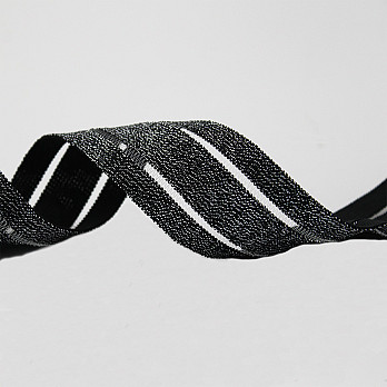 ELÁSTICO VAZADO GLOW 4,8cm PRETO/PRATA 25m