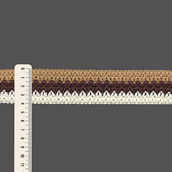 ELÁSTICO X CROCHÊ LISTRADO 4cm BEGE/MARROM/CHAMPAGNE 25m