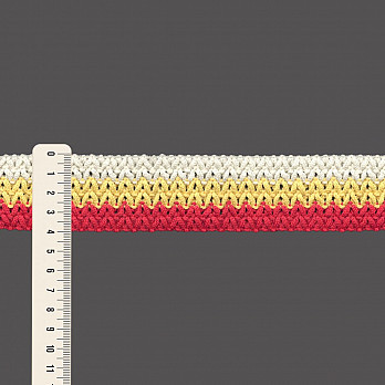 ELÁSTICO X CROCHÊ LISTRADO 4cm CHAMPAGNE/AMARELO BEBÊ/CEREJA 25m