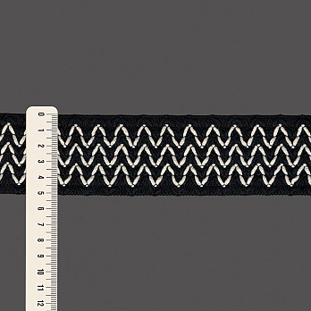 ELÁSTICO ZIG ZAG 5,1cm PRETO/CRU 25m