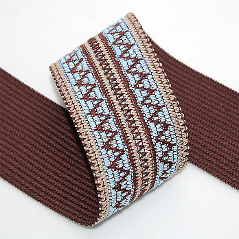ELÁSTICO ZIG ZAG 5,5cm MARROM/CAMURÇA CLARO/AZUL 25m