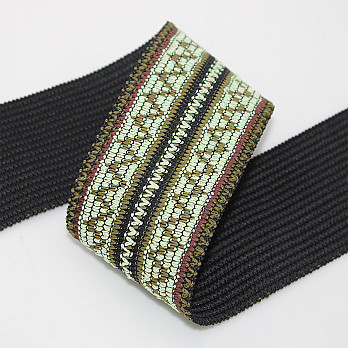 ELÁSTICO ZIG ZAG 5,5cm PRETO/VERDE MUSGO/MARROM/VERDE PASTEL 25m